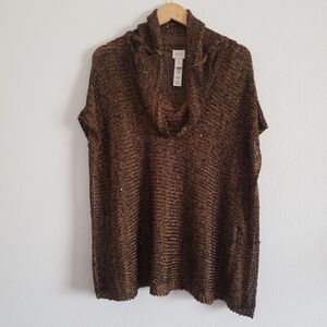 Chico's sequins cowl neck knit top